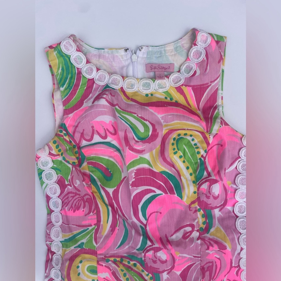 Lilly Pulitzer Mila Shift Dress Pink Print Sleeveless Cotton Size 2 - Picture 4 of 7